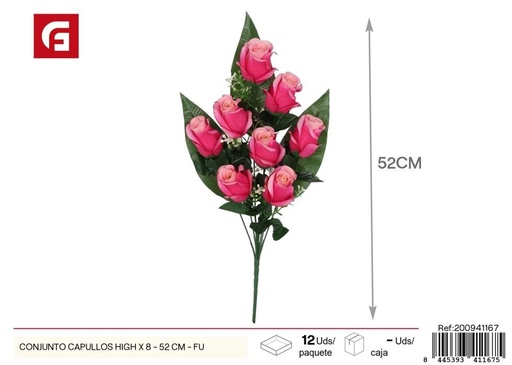 [200941167] Conjunto de capullos de flores 8 tallos 52cm Fucsia - Flores artificiales