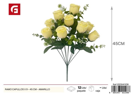 [200941108] Ramo de capullos 9 uds - 45 cm - Color amarillo - Ramos decorativos de flores artificiales