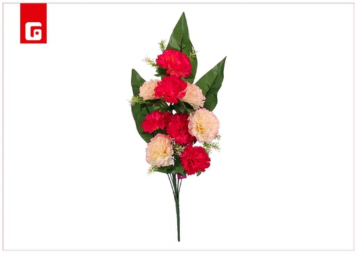 [200974141] Conjunto de claveles mixtos 9 uds - 53 cm - Color fucsia - Ramos decorativos de flores artificiales