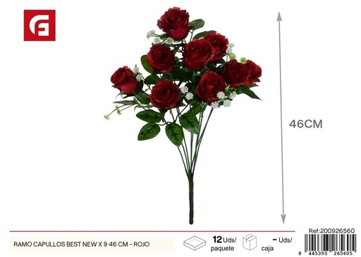 [200926560] Ramo de capullos seleccionados 9 uds - 46 cm - Color rojo - Ramos decorativos de flores artificiales