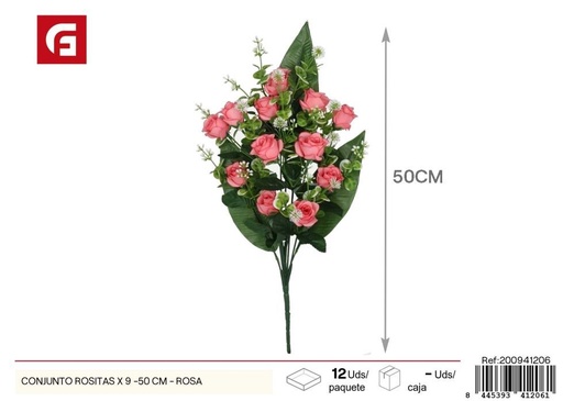 [200941206] Conjunto de rositas x 9 - 50 cm - Rosa, flores artificiales decorativas