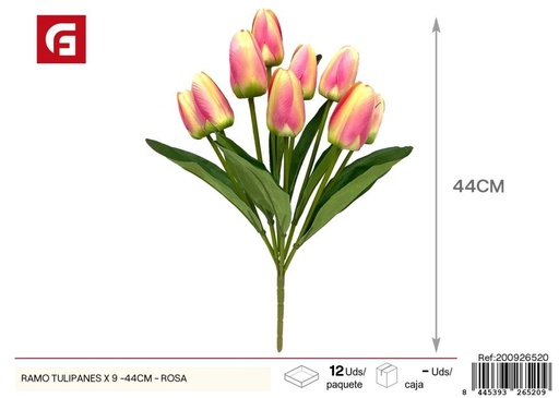 [200926520] Ramo de tulipanes rosas 9 piezas 44 cm - Flores artificiales para decoraciones