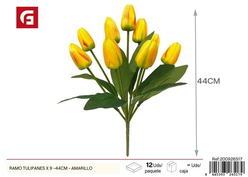 [200926517] Ramo de tulipanes amarillos 9 piezas 44 cm - Arreglos florales artificiales