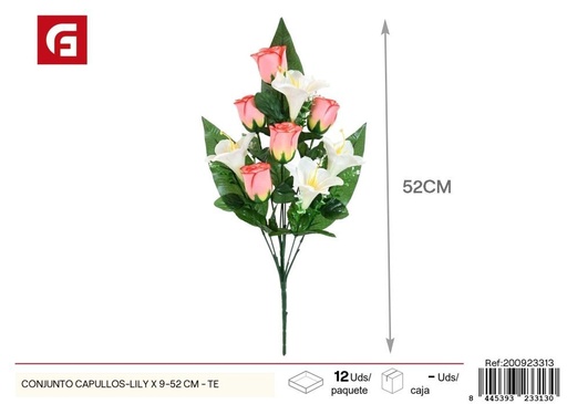 [200923313] Conjunto de capullos-lili 9 piezas 52 cm - Color café - Flores artificiales decorativas