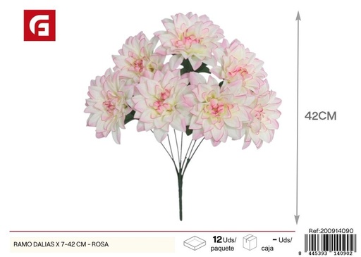 [200914090] Ramo de dalias 7 piezas 42 cm rosa - Flores artificiales decorativas