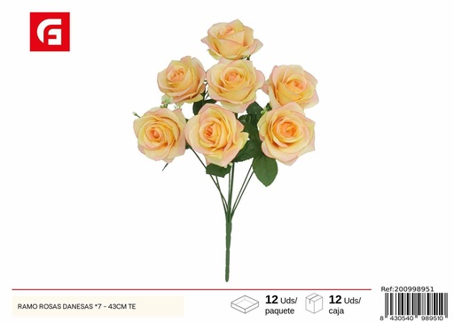 [200998951] Ramo de rosas danesas x7 43cm color té - Flores artificiales y decoración floral