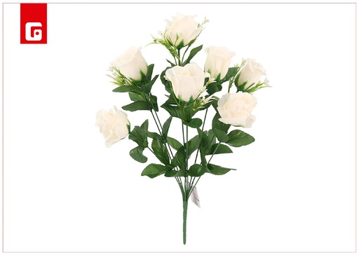 [200989127] Ramo de capullos-rosas 9 piezas 47 cm - Color blanco - Flores artificiales decorativas