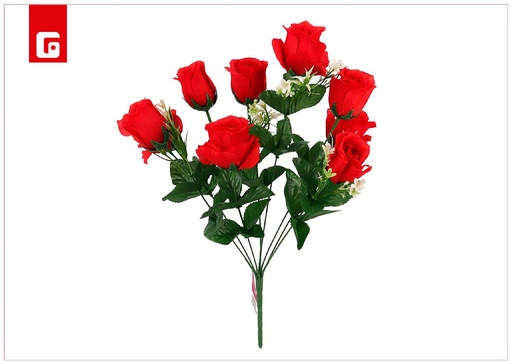 [200989134] Ramo de capullos-rosas 9 piezas 47 cm - Color rojo - Flores artificiales decorativas
