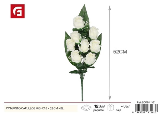 [200941161] Conjunto de capullos high 8 piezas 52 cm - Color blanco - Flores artificiales decorativas