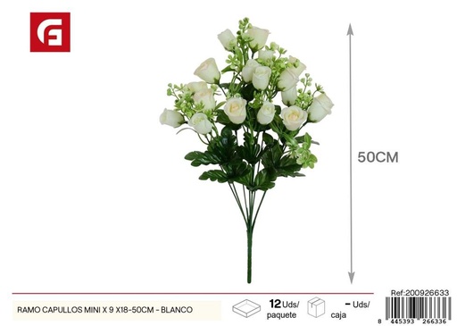 [200926633] Ramo de capullos mini 9x18 50 cm - Color blanco - Flores artificiales decorativas