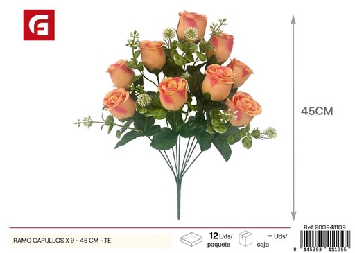 [200941109] Ramo de Capullos tea x 9 - 45 cm - Decoración floral