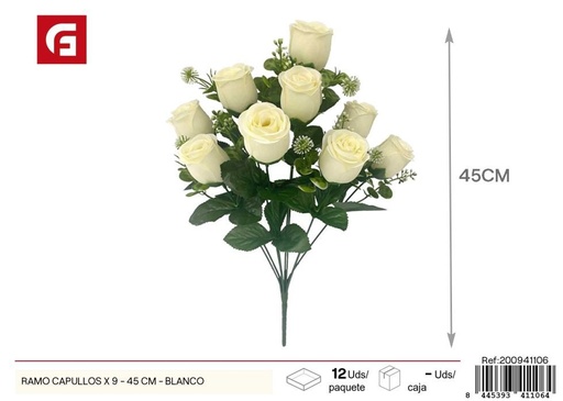 [200941106] Ramo de Capullos blancos x 9 - 45 cm - Flores artificiales