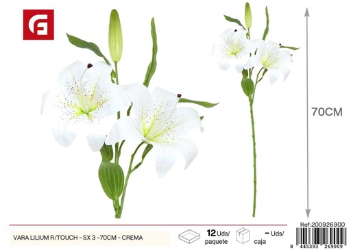[200926900] Vara de Lilium R/Touch S - 3 x 70 cm Crema - Flores artificiales