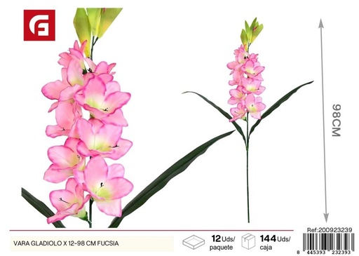 [200923239] Vara de gladiolo fucsia 12 piezas - Artesanía floral y decoración artificial