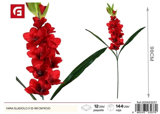 [200923237] Vara de Gladiolos x 12 - 98 cm Rojo - Flores artificiales