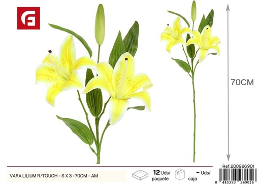 [200926901] Vara de Lilium R/Touch S - 3 x 70 cm Amarillo - Flores artificiales
