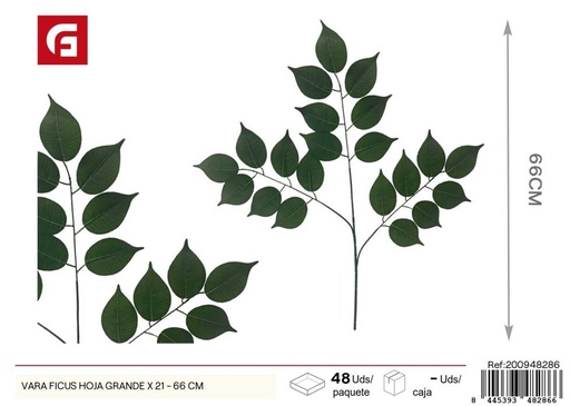 [200948286] Vara Ficus hoja grande x 21 - 66 cm - Flores artificiales decorativas