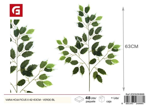 [200926888] Vara de hoja Ficus x 42 - 63 cm Verde/azul - Flores artificiales