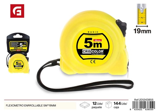 [201243855] Flexómetro enrollable 5m x 19mm - Herramienta de medición para proyectos de ferretería
