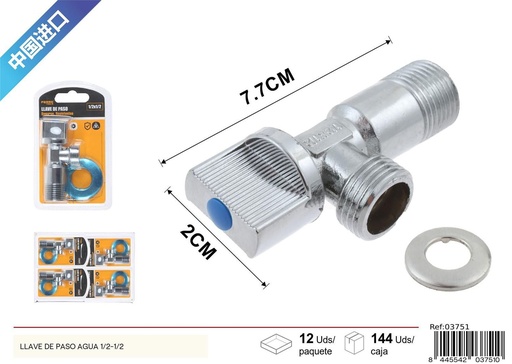 [03751] Llave de paso agua 1/2-1/2 - Accesorios de fontanería