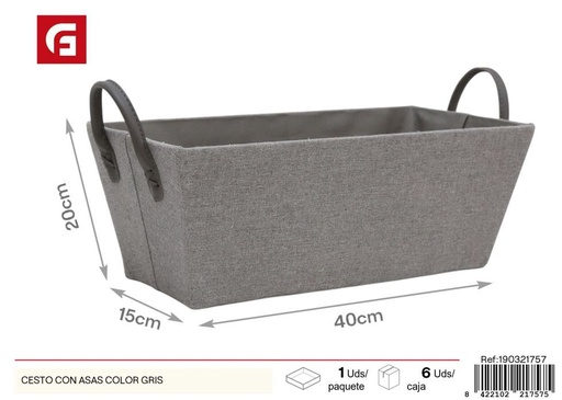 [190321757] Cesto con asas color gris - Organización y almacenamiento en el hogar
