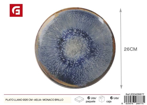 [A003149] Plato llano 26 cm brillo (serie Aelia) - Vajilla decorativa