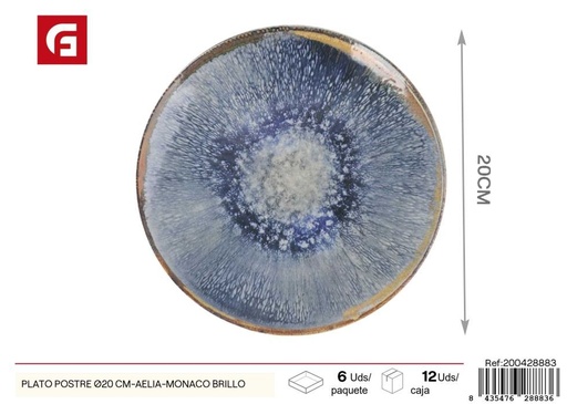 [A003151] Plato postre 20 cm brillo (serie Aelia) - Vajilla decorativa