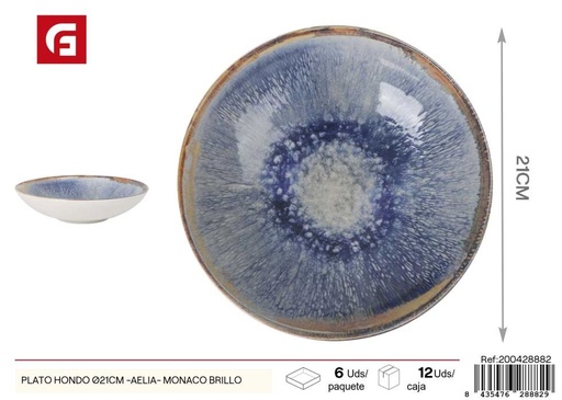 [A003150] Plato hondo 21 cm brillo (serie Aelia) - Vajilla decorativa