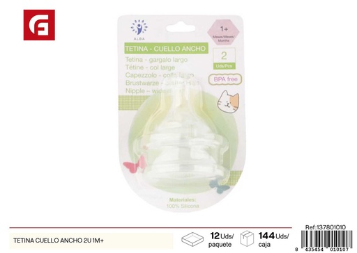 [137801010] Tetina cuello ancho 2 unidades 1 mes+ - Utensilios para bebés y chupetes