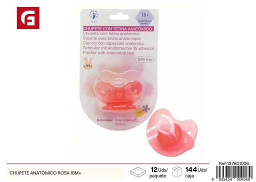 [137801006] Chupete anatómico rosa para más de 18 meses - Accesorios para bebés