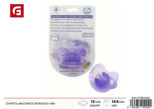 [137801002] Chupete anatómico morado 6-18 meses - Utensilios para bebés y chupetes