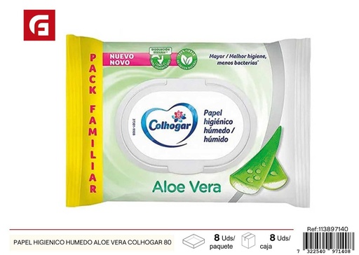 [113897140] Toallitas húmedas WC Aloe Vera Colhogar 80 unidades - Productos de cuidado personal