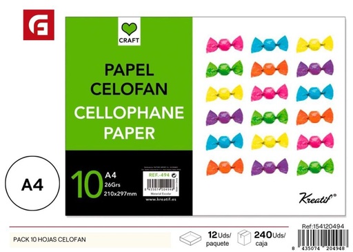 [154120494] Pack de 10 hojas de celofán - Materiales de regalo y envoltorio