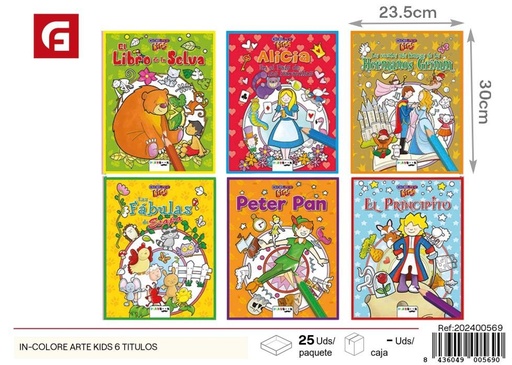 [202400569] In-colore arte kids 6 títulos - Material escolar y libros para colorear
