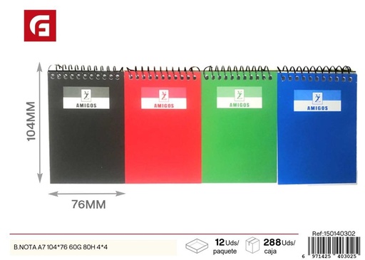 [150140302] Agenda escolar A7 104x76 mm 60g 80H 4*4 - Material escolar y agendas