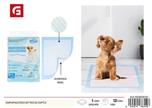 [166868310] Empapadores 60x90 cm 35 piezas - Productos para mascotas y cuidado