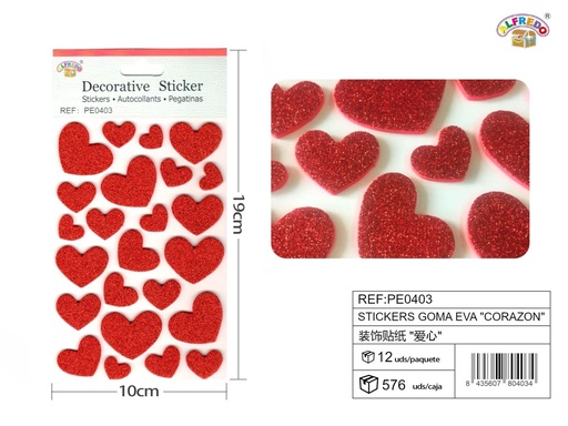 [200780403] Stickers goma EVA "Corazón" 10x19 cm