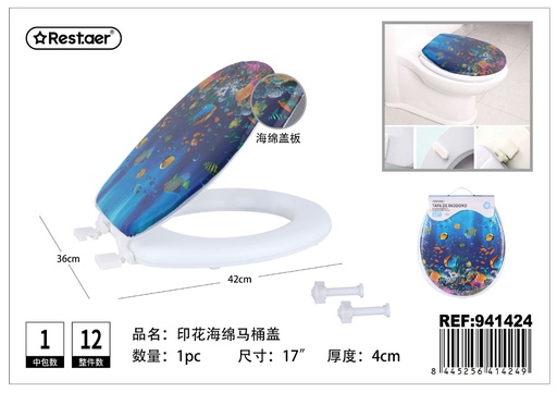 [941424] Tapa de inodoro de esponja estampada de 17 pulgadas - Accesorios de baño