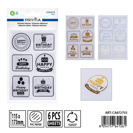 [0239938] Etiqueta adhesiva transparente 6FF 11.5x17.3 cm - Adhesivos para papelería