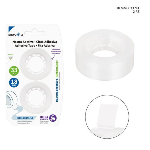 [0231056] Cinta adhesiva transparente 18MMx33M 2PZ - Materiales de oficina