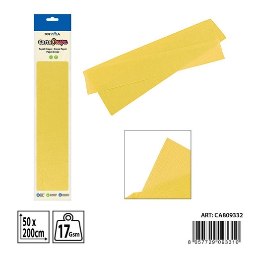[0238229] Papel crepé amarillo 50x200 cm - Suministros para manualidades