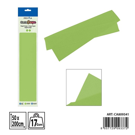 [0238238] Papel crepe verde claro 50x200cm - Materiales de manualidades y papelería