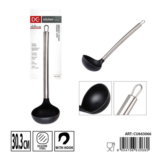 [0239886] Cucharón de silicona/acero 30.3x8.5cm - Utensilios de cocina versátiles
