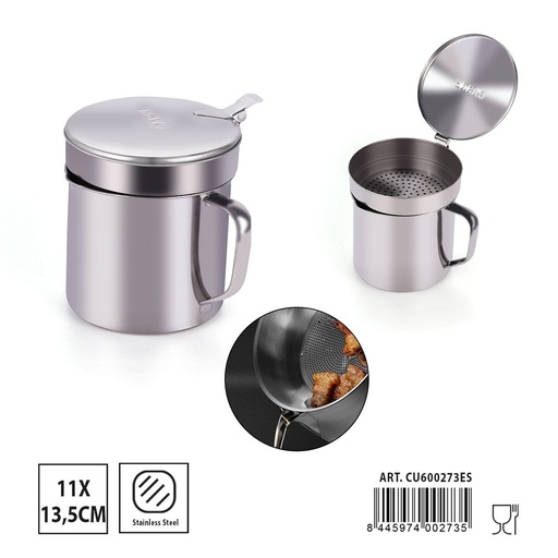[A001884] Grasera grande de acero inoxidable 11x13.5cm - Utensilios de cocina para frituras