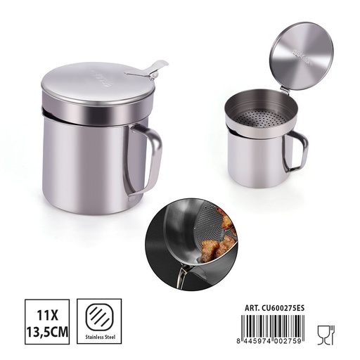 [A001886] Grasera grande de pescado de acero inoxidable 11x13.5cm - Utensilios de cocina para frituras