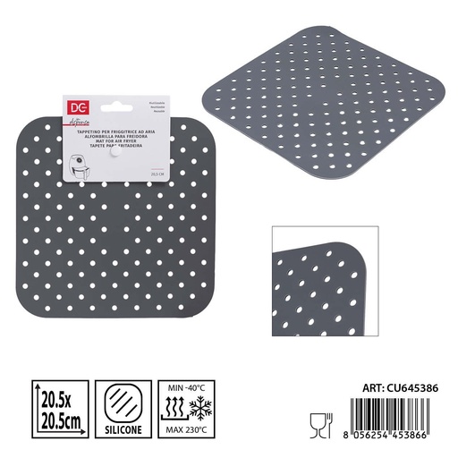 [0239392] Alfombrilla para freidora reutilizable de silicona 20.5x20.5cm - Accesorios de cocina para freír