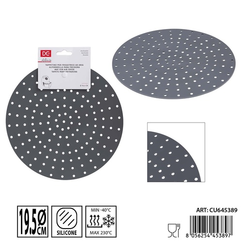 [0239395] Alfombrilla para freidora reutilizable de silicona 19.5cm - Accesorios de cocina para freír