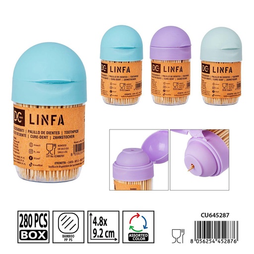 [0239066] Palillos de dientes de bambú 280 pz 4.8x9.2 cm - Accesorios de cocina y productos desechables