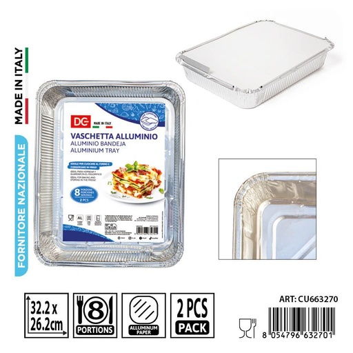 [0242023] Bandeja de aluminio con tapa 8 porciones 2 piezas - Accesorios de cocina desechables
