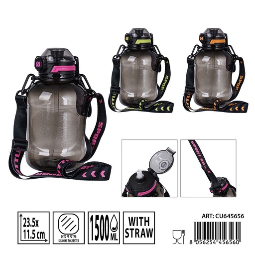 [0240907] Botella de agua con pajita 1500 ml - 23.5 x 11.5 cm